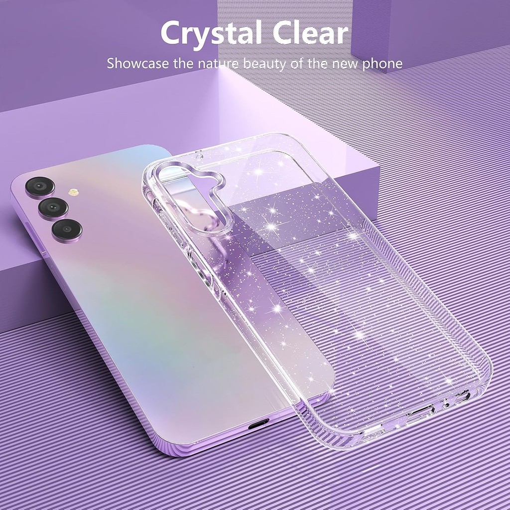 Glitter Clear Hard PC สําหรับ Samsung Galaxy A56 A36 A26 A16 A06 A55 A35 A25 A15 4G 5G A17 A14 A07 A34 A37 A57 A54 กันกระแทกเคสโทรศัพท์