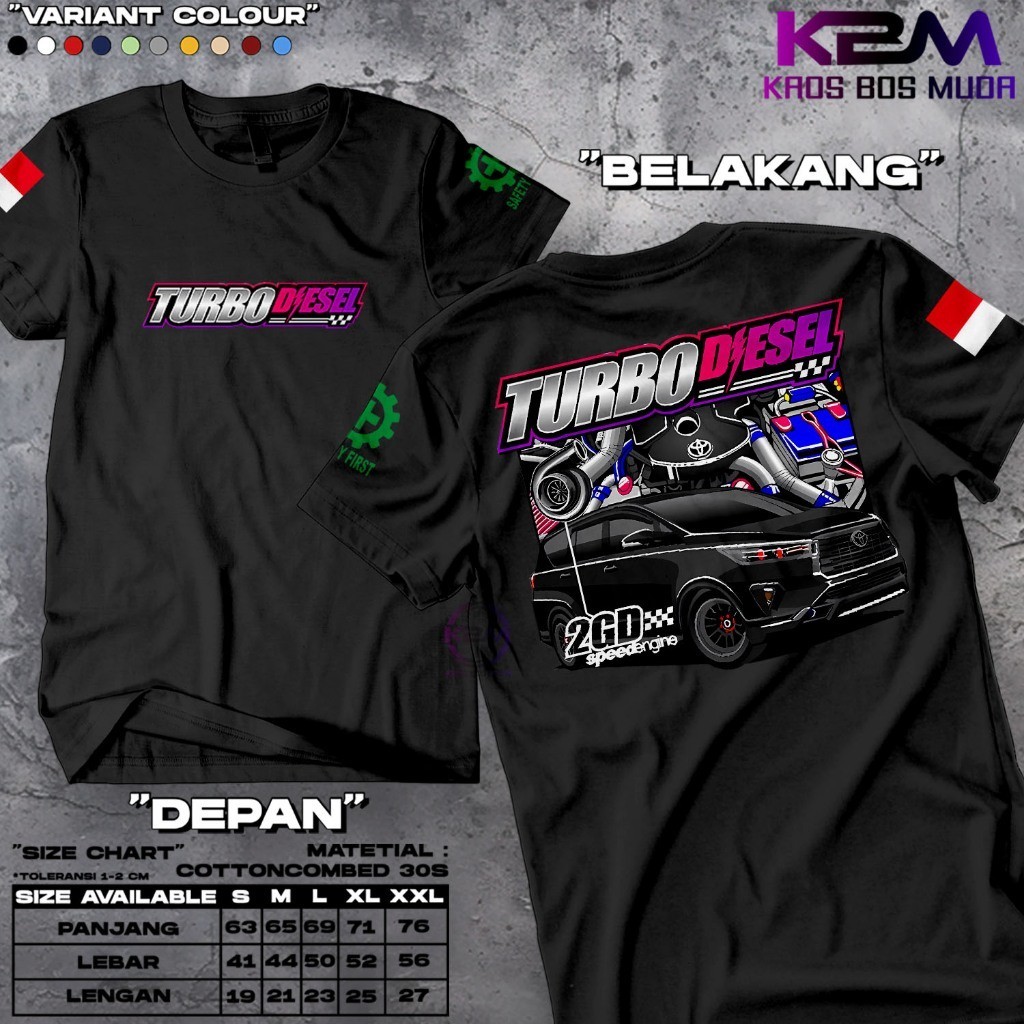 เสื้อยืดแข่งรถ Turbo Diesel Engine Innova 2gd Speed Engine Modified Car Shirt