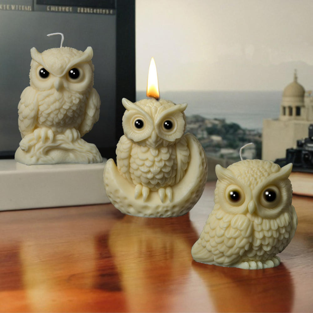 3D นกฮูก Handmade เรซิ่นแม่พิมพ์สําหรับปูนปลาสเตอร์ถั่วเหลือง Aroma Wax สบู่ Mould เทียนแม่พิมพ์ซิลิโคนสําหรับเทียน DIY
