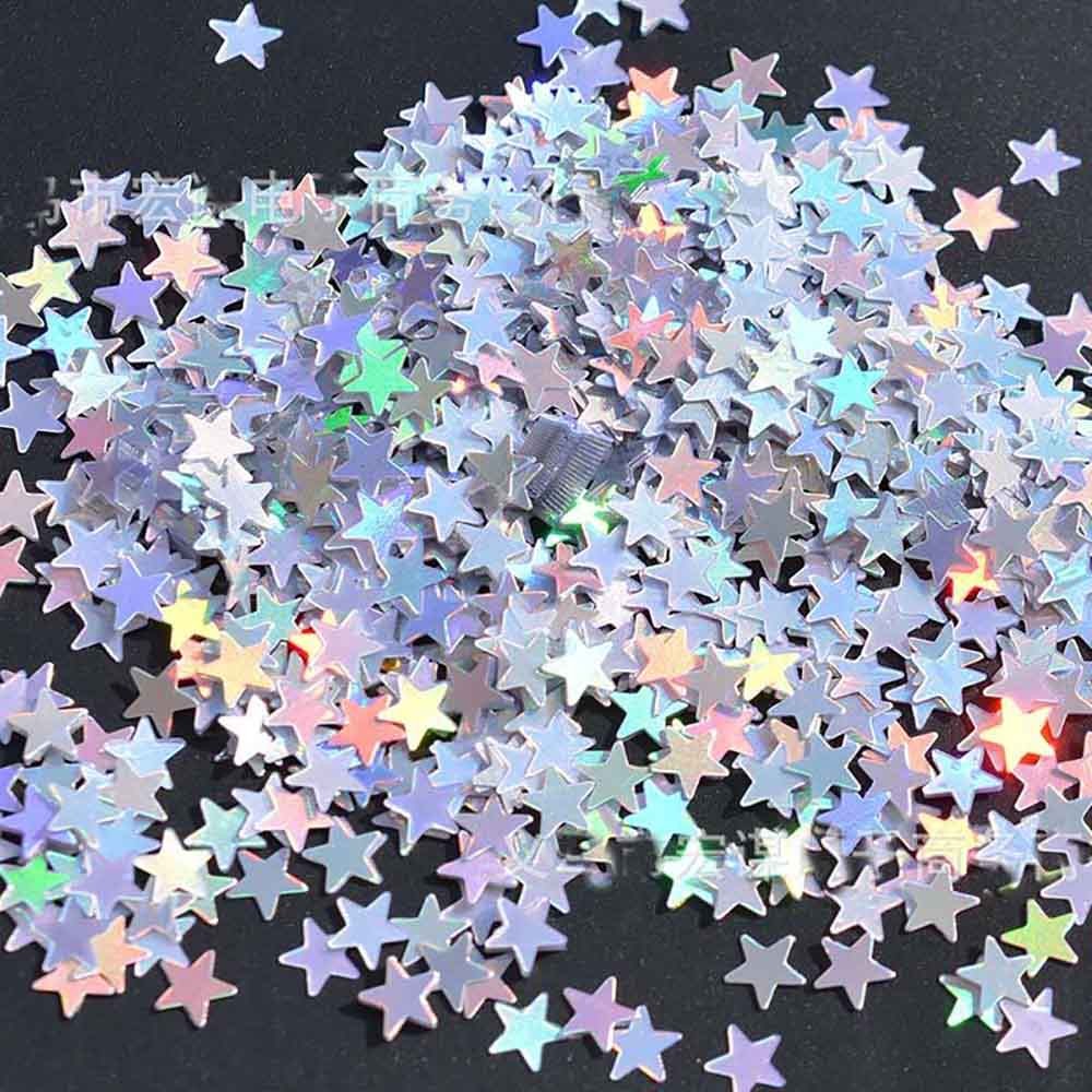 15 กรัม/แพ็ค Iridescent Glitter Star Confetti พลาสติก 6 มม. Shining งานแต่งงานคริสต์มาสวันเกิด Mermaid Party ตาราง Scatter DIY Decor