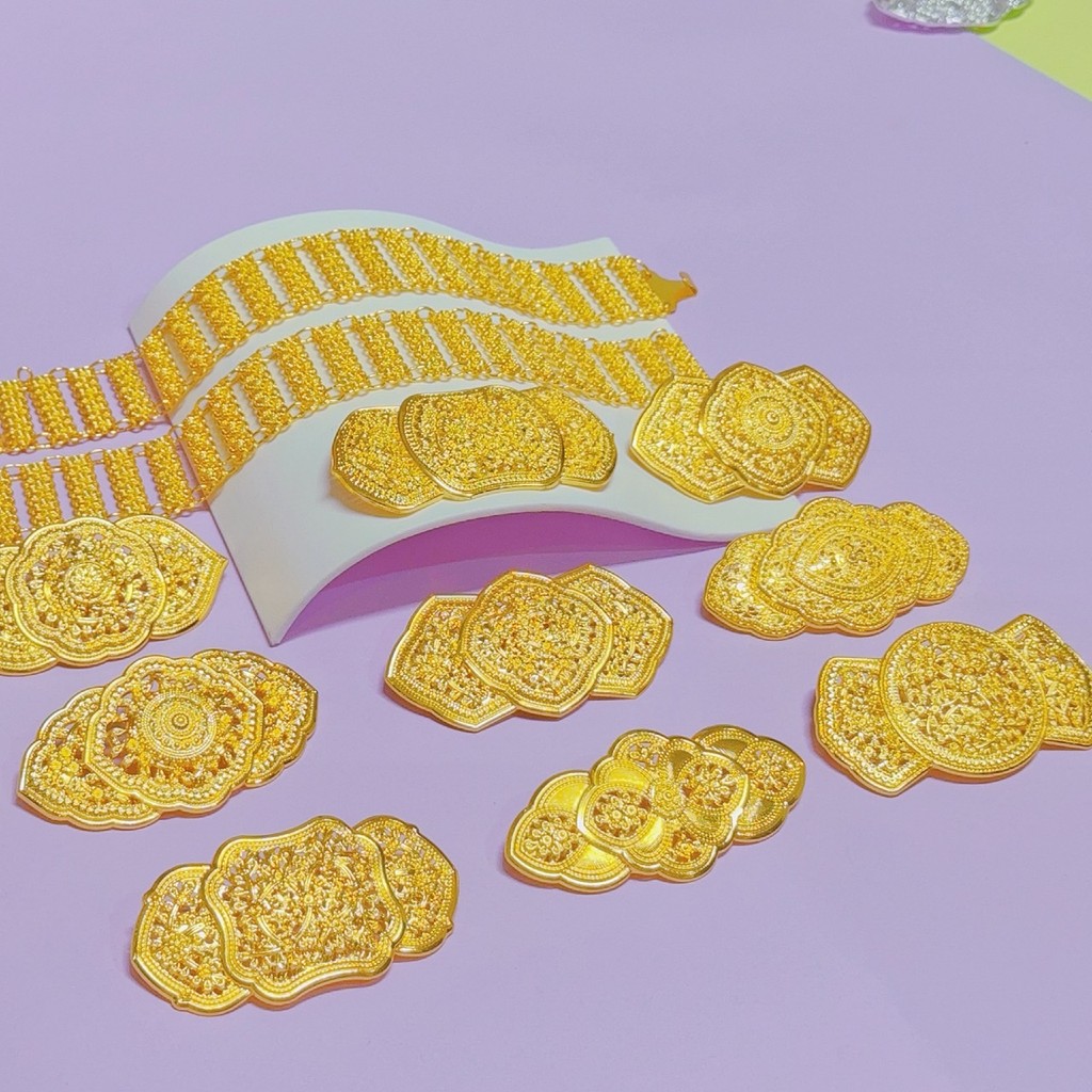 Vintage Jewelryเข็มขัดใส่กับชุดไทย เข็มขัดสีดำสีทอง เอว 39นิ้ว - รูปที่ 2