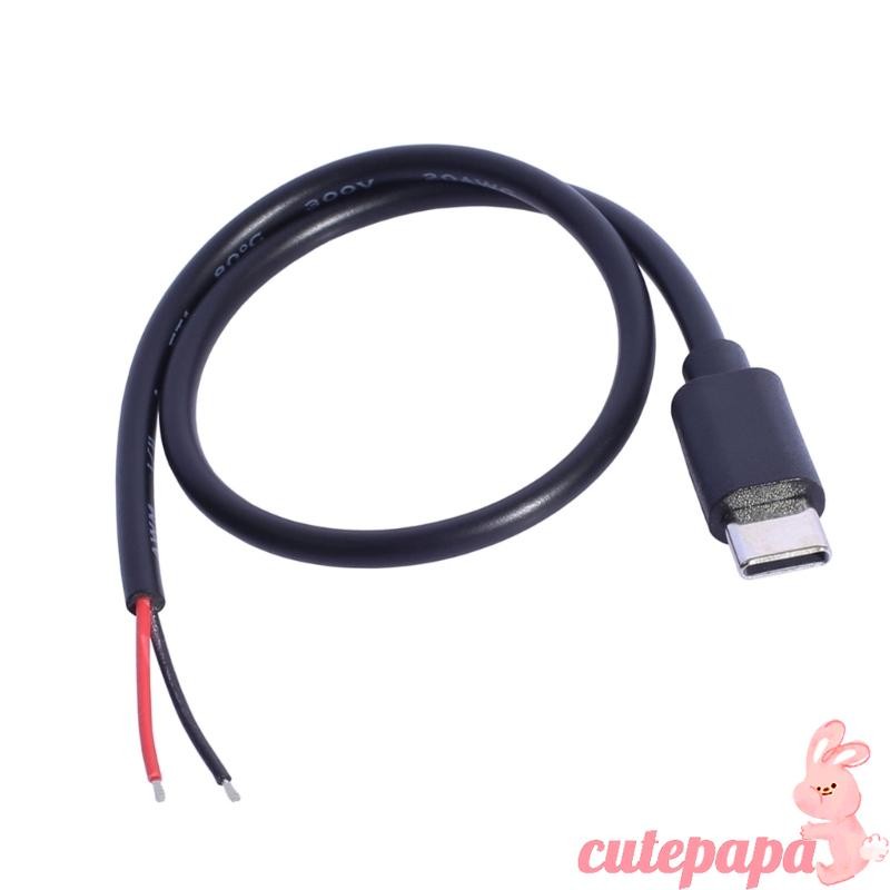 Cutep USB C to Bare Wire Power Cable 30 ซม.20AWG Pigtail Line สําหรับชาร์จอุปกรณ์ USB Type C เช่นโทรศัพท์แท็บเล็ตและ Mor