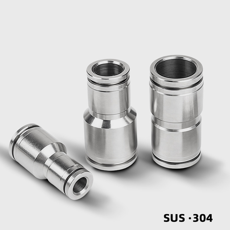 304 สแตนเลส PU-4/6/8/10/12 มม.อะแดปเตอร์ท่อ quick Joint PG Push-in อุปกรณ์ลมนิวเมติก