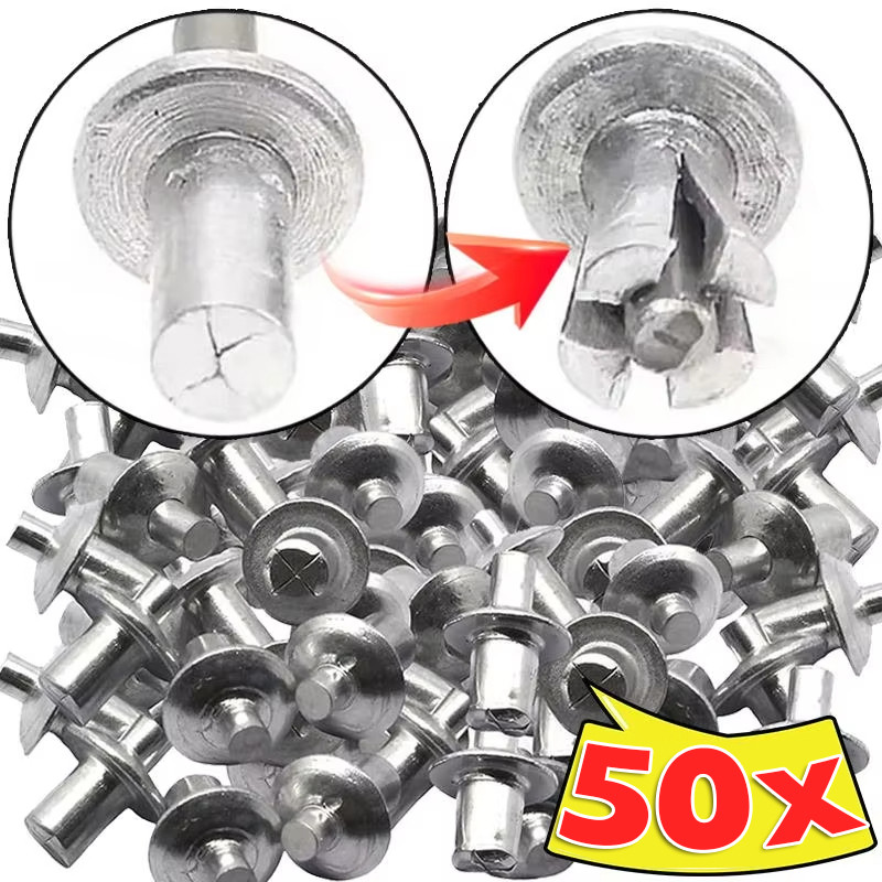 50 ชิ้นอลูมิเนียมอัลลอยด์ขยาย Rivets - ค้อนไดรฟ์ขยายเล็บหัวเจาะ Rivet - สกรูก้านสแตนเลส Fasteners