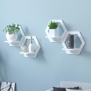 ชั้นวางของ ชั้นวางของติดผนัง ทรงสี่เหลี่ยม ไม่ต้องเจาะ ชั้นว…