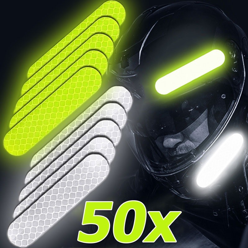 10/30/50 ชิ้น Universal หมวกกันน็อคแถบสะท้อนแสงสติกเกอร์/Night ขับรถความปลอดภัยคําเตือนเทป/รถจักรยานยนต์ตกแต่งรถ