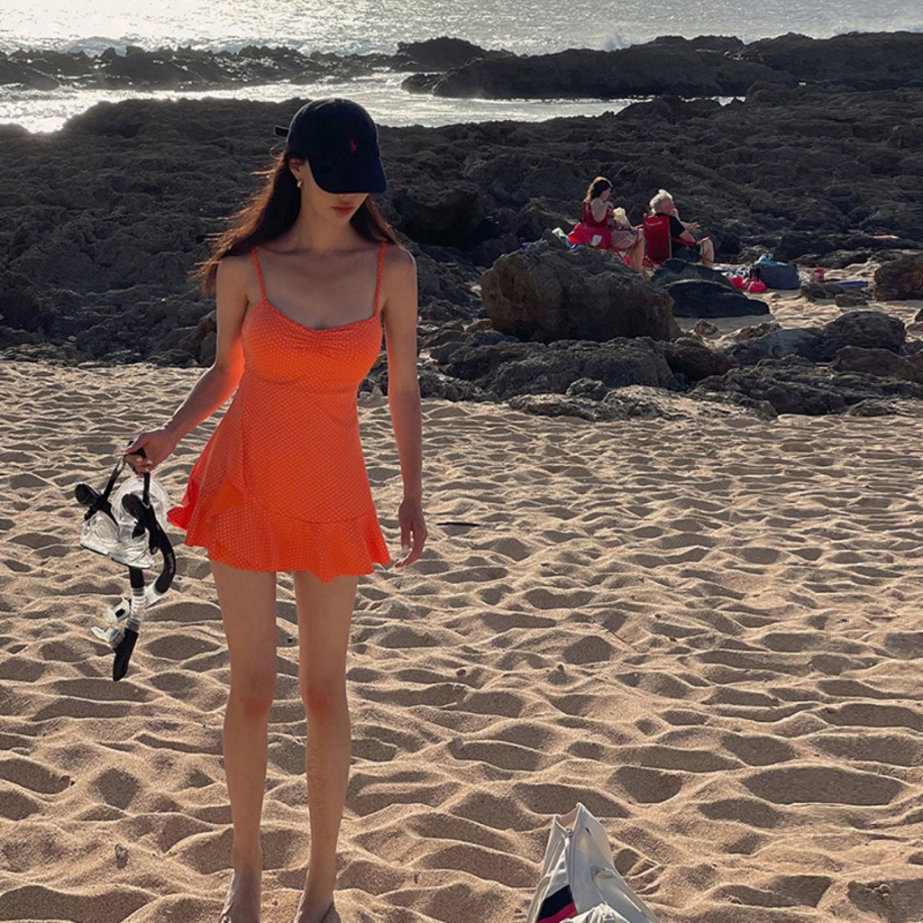 Wdz เกาหลีใต้ใหม่ชุดว่ายน้ําผู้หญิง one piece กระโปรง Conservative นักเรียน Belly ครอบคลุม Slimming 