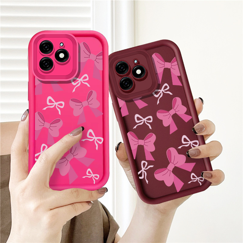 โบว์สีชมพูเคสโทรศัพท์สําหรับ Infinix Smart 9 HD Tecno POP 9 Spark Go 1 Spark Go 2025 กันกระแทก Soft 