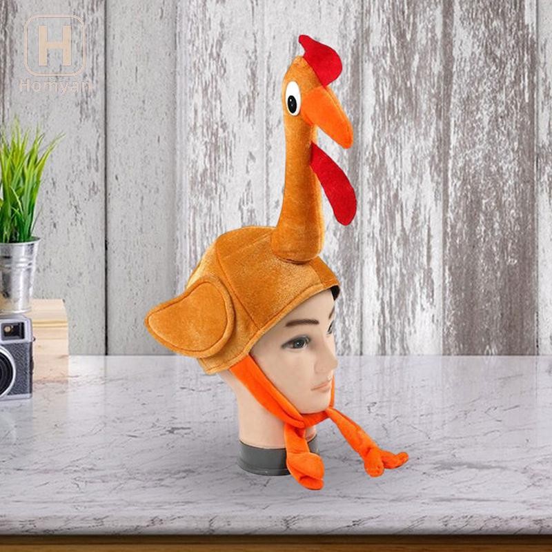 Tianyuaneee หมวกตลกหมวกไก่เครื่องแต่งกายอุปกรณ์เสริม Plush Headwear Photo Props ปีใหม่ดี