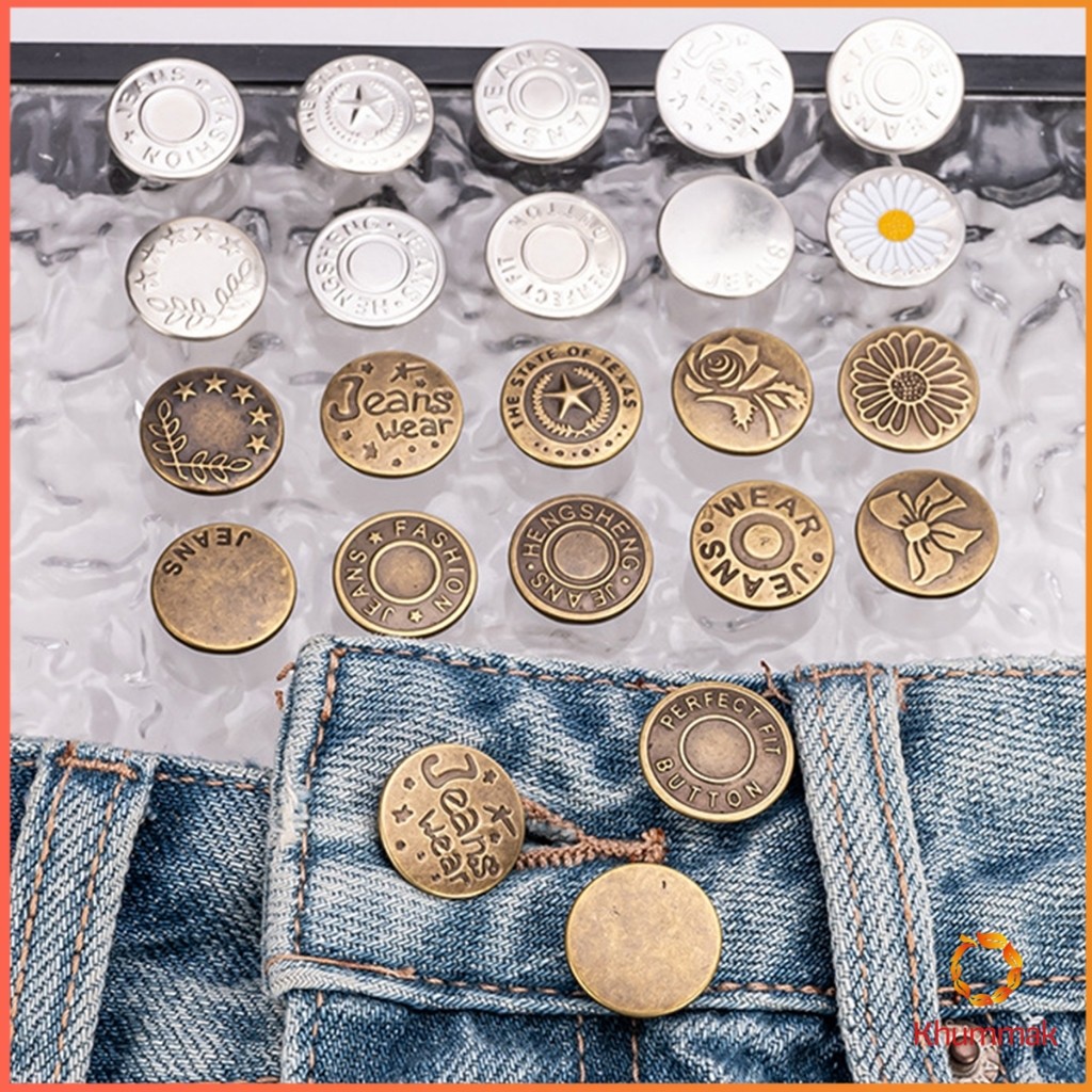 Khummak 10Pcs/set กระดุม ปรับเอวกางเกง ปุ่มที่ถอดออกได้ กระดุมโลหะ  สําหรับกางเกง กระโปรงยีน Jeans buttons - รูปที่ 2
