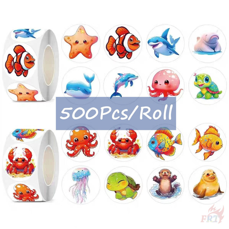500ชิ้น/ม้วน ❤ ปลาดาว / แมงกะพรุน / ปลาโลมา / เต่าทะเล - Marnie Animals สติ๊กเกอร์รางวัลเด็ก ❤ DIY สมุดภาพอัลบั้มตกแต่งสติกเกอร์ฉลากปิดผนึก