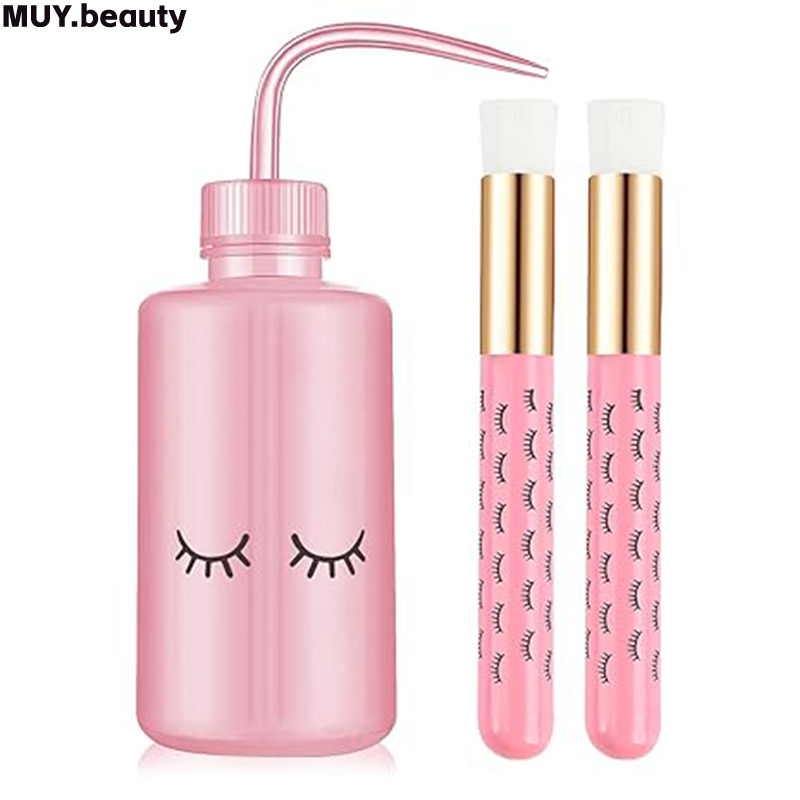 3PCS Lash แชมพูชุดแปรง 250 ML พลาสติก Satety Lash Tattoo ล้างขวดและ 2PCS แปรงทําความสะอาดผิวหน้าสําหรับ Eyelash Extension อุปกรณ์