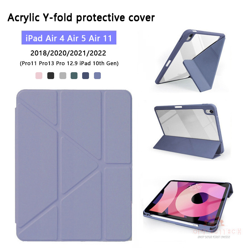 Y เคสพับอะคริลิค สำหรับ for iPad air4 air5 air11 air13 Pro11 Pro13 Pro 12.9 iPad 10th Gen/11th Gen 10.2 inch 10.9inch
