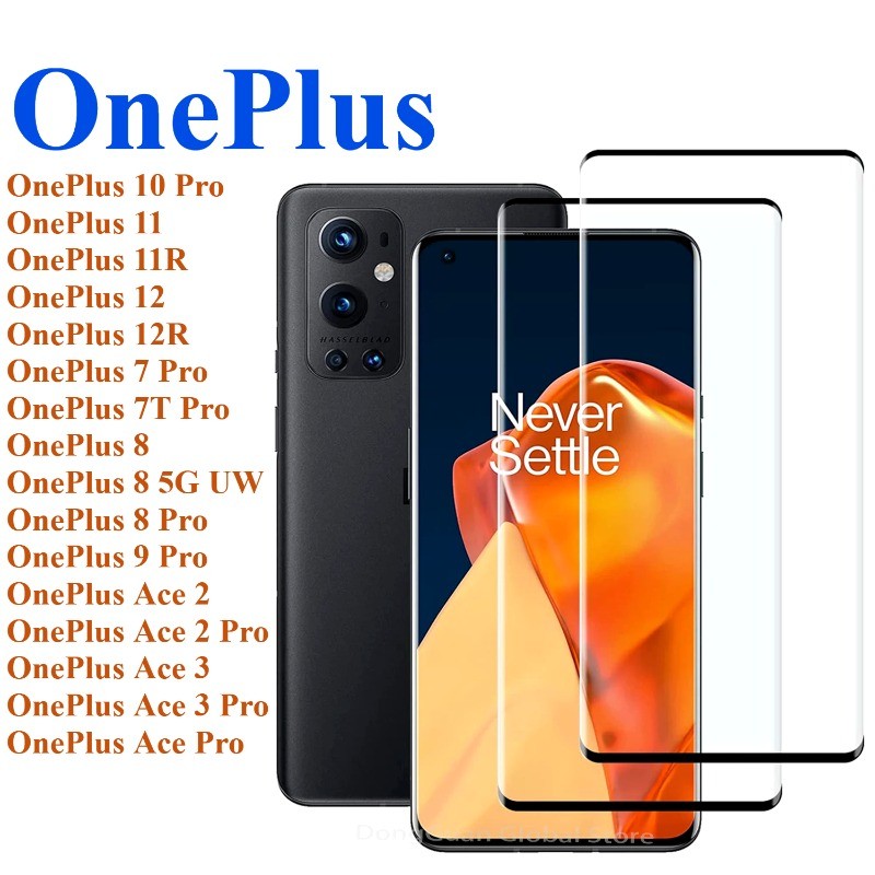 1-3 ชิ้นโค้งฟิล์มกระจกนิรภัยสําหรับ OnePlus Ace 3 2 Pro Black Edge Clear Screen Protector สําหรับ On