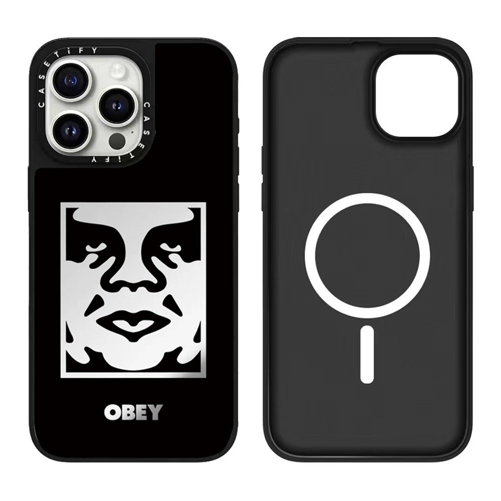 OBEY Face กระจกแม่เหล็กสําหรับ IPhone 16 15 14 13 12 11 Pro Max ปลอกแข็งกันกระแทก - รูปที่ 3