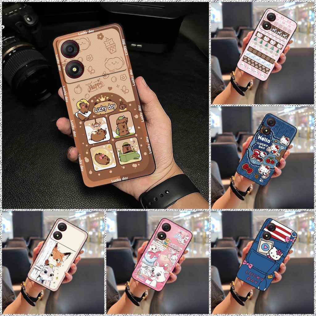 ซิลิโคนป้องกันฝุ่นเคสโทรศัพท์สําหรับ ZTE Blade A34 การ์ตูนกันน้ําน่ารัก Dirt-proof Anti-knock เคสโทร