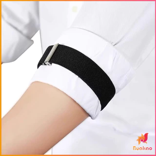 Buakao 1คู่ สายรัดแขนเสื้อยืดหยุ่น สายรัดแขนเสื้อ กันลื่นของผ้า ปรับได้ Elastic Armband
