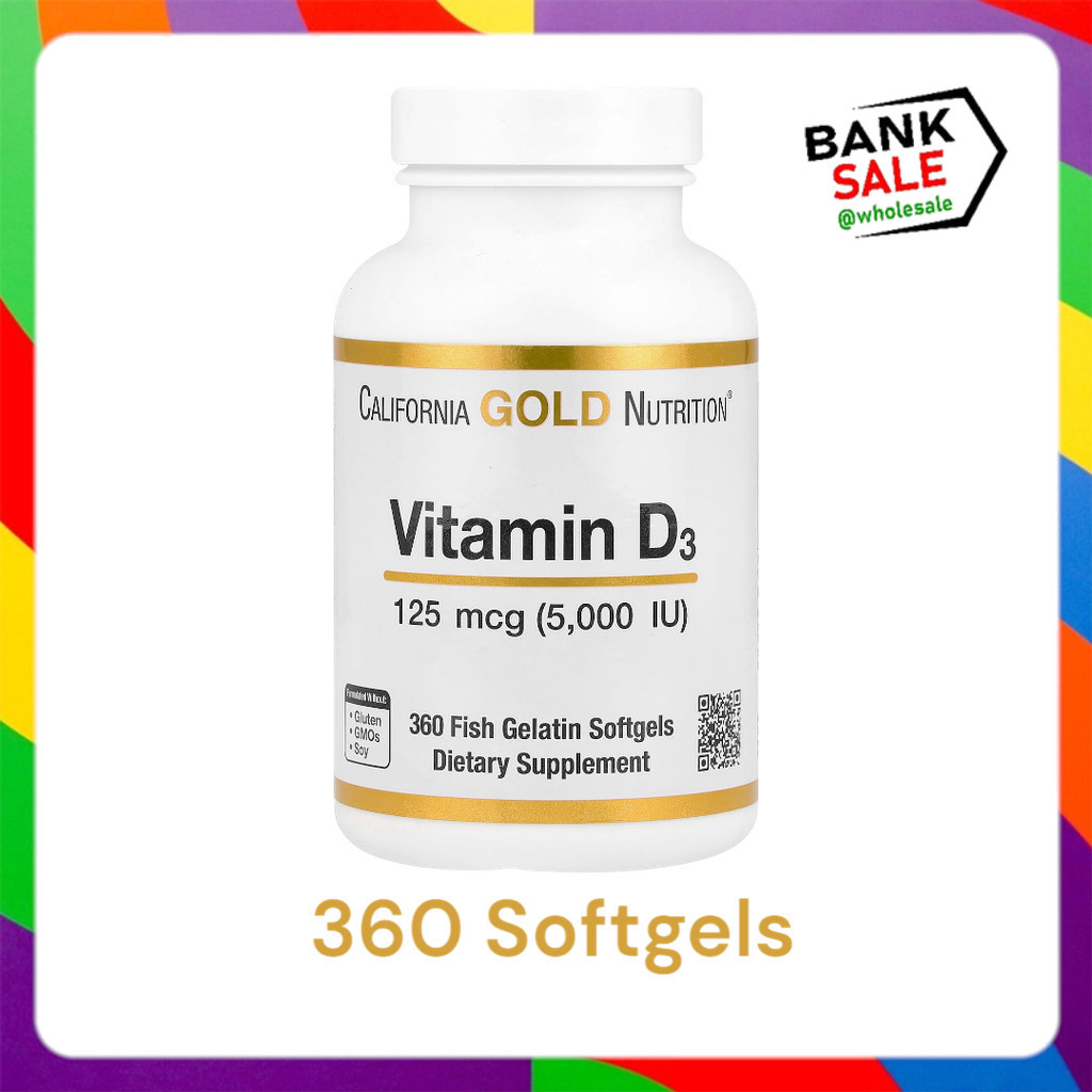 California Gold Nutrition, Vitamin D3, 125 mcg (5,000 IU), 360 Fish Gelatin Softgels