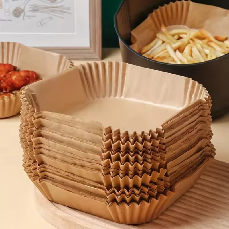 50-100pcs Air Fryer Disposable Paper Liner Square Air Fryer Liner Oil & Waterproof Parchment Paper f