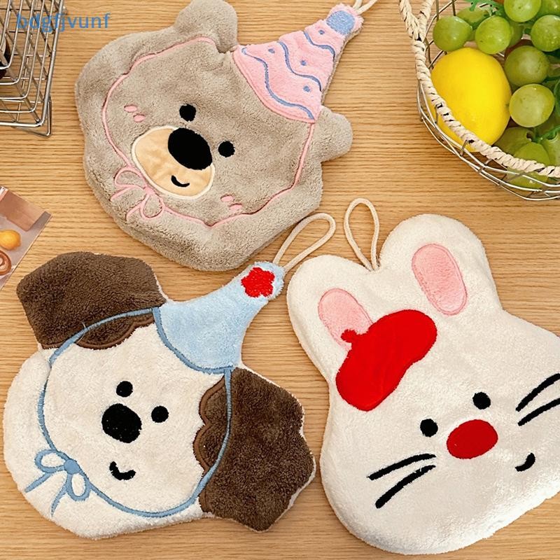 BDGF น่ารักการ์ตูนสัตว์ผ้าขนหนูครัวเช็ดมือหนาผ้าเช็ดหน้าเศษผ้าดูดซับด้วยห่วงอุปกรณ์ห้องน้ํา ไทย - รูปที่ 4