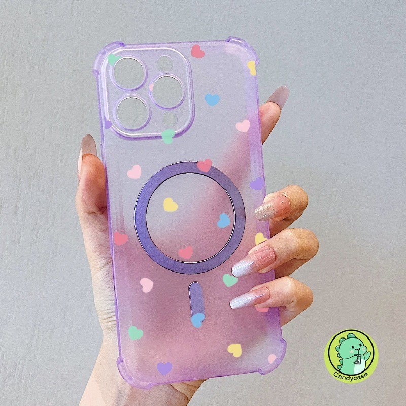 Magnetic Ice Mistเคสโทรศัพท์สําหรับVivo X200 Pro Mini X200S X100 Ultra X100S X90 Pro Plus X80 Pro 5G 4G Matteน่ารักInsสไตล์Love Heart Soft AirBagปลอก - รูปที่ 4