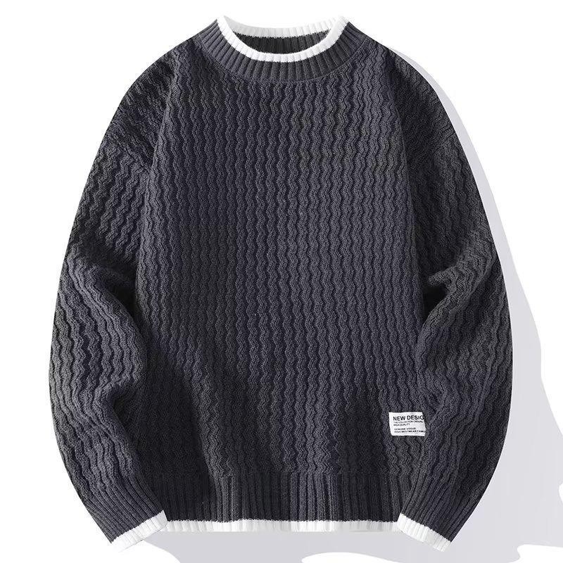 56MEN Sweater 761 สเวตเตอร์ไหมพรม คอถักผ้าสองสี ไหมพรมเส้นใหญ่ ผ้าหนา เสื้อแขนยาว เสื้อกันหนาว สินค้าพร้อมส่ง