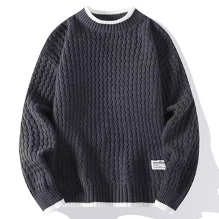 56MEN Sweater 761 สเวตเตอร์ไหมพรม คอถักผ้าสองสี ไหมพรมเส้นให…