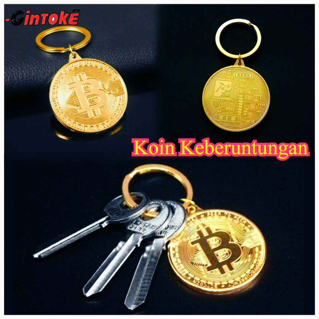 GANTUNGAN เหรียญนําโชค พวงกุญแจ Bitcoin พวงกุญแจ Bitcoin สีทอง พวงกุญแจ Bitcoin