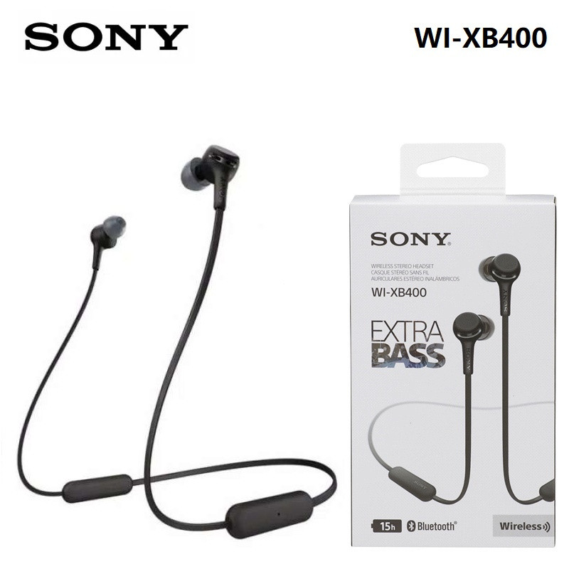 SONY WI-XB400 หูฟังสเตอริโอไร้สายบลูทูธ 5.0 กีฬาหูฟัง HIFI เกมชุดหูฟังแฮนด์ฟรีพร้อมไมโครโฟน