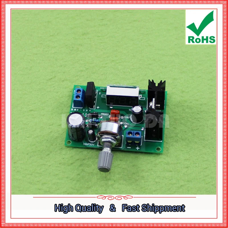 LM317 แหล่งจ่ายไฟตัวควบคุมบอร์ด 317 แหล่งจ่ายไฟแบบปรับได้ 2A พร้อมจอแสดงผลแรงดันไฟฟ้าแบบดิจิตอล (H6B