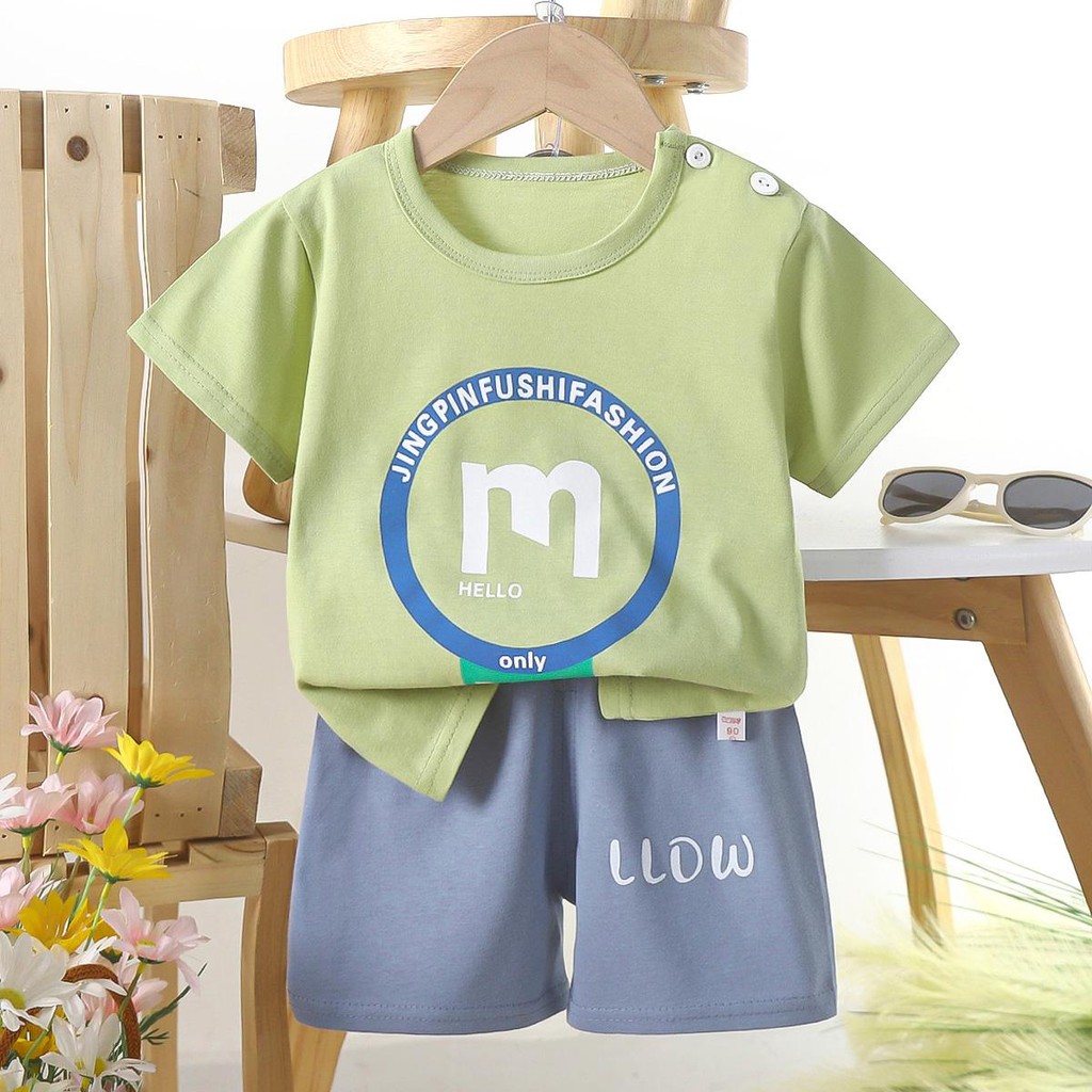 เสื้อผ้าเด็ก ชุดเซ็ตเสื้อ+กางเกง สั้นชุดเด็กลายการ์ตูนน่ารัก ผ้านิ่ม ใส่สบาย  เหมาะสำหรับเด็กอายุ 6เดือน - 6ปี "DA-C"