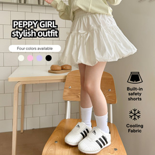 Girls Bloom Skort ดีเทลโบว์สไตล์เกาหลีพร้อมกางเกงขาสั้นในตัว…
