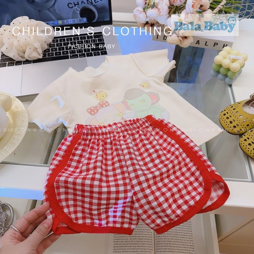 กางเกงขาสั้นเด็ก กางเกงลำลองเด็กผู้หญิง ขาเว้าลายสก็อต Size80-120 cm DK05 thumbnail 6