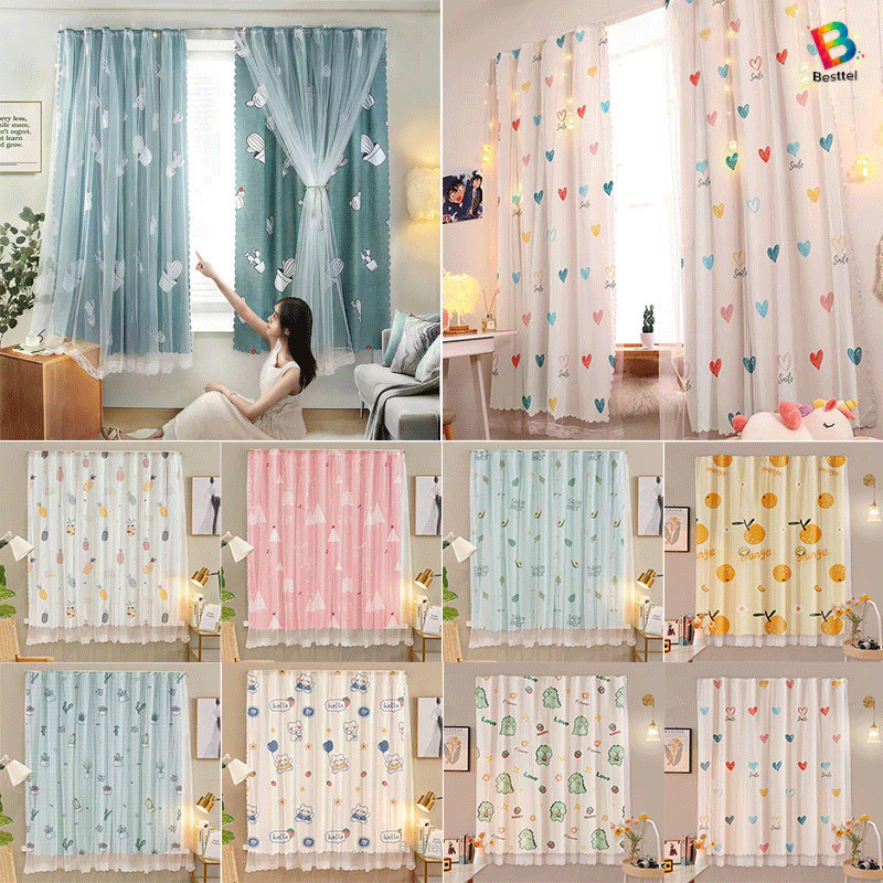อุปกรณ์ ตกแต่งบ้าน Besttel ผ้าม่าน ผ้าม่านตีนตุ๊กแก พิมพ์ลาย ตกแต่งห้อง ไม่เจาะผนัง ไม่ใช้ราว ติดเองได้ทันที แถมอุปกรณ์ในชุด ราคาถูก