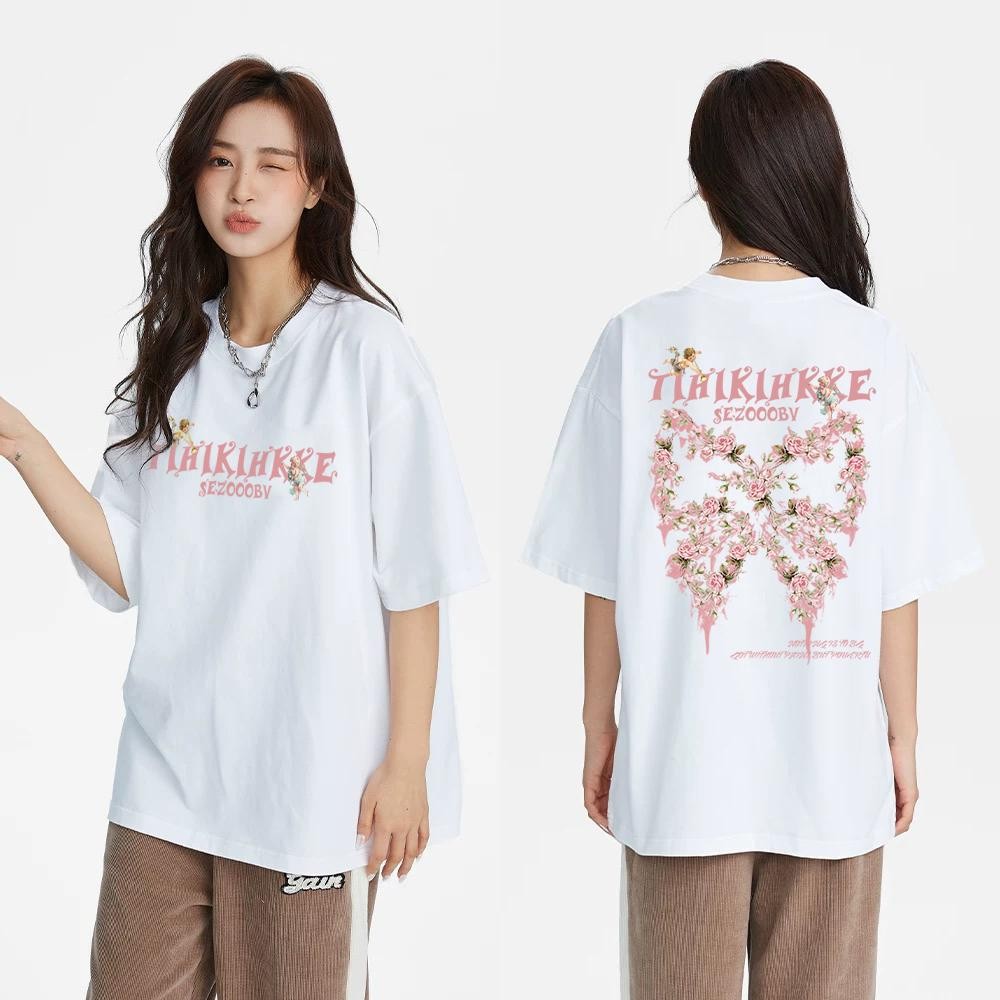 [ ส่งจากไทย] เสื้อยืดสีขาวผู้หญิง/แขนสั้นรอบคอาว นุ่ม มาก เนื้อผ้าพรีเมี่ยม Clothing Tshirt Women Lady