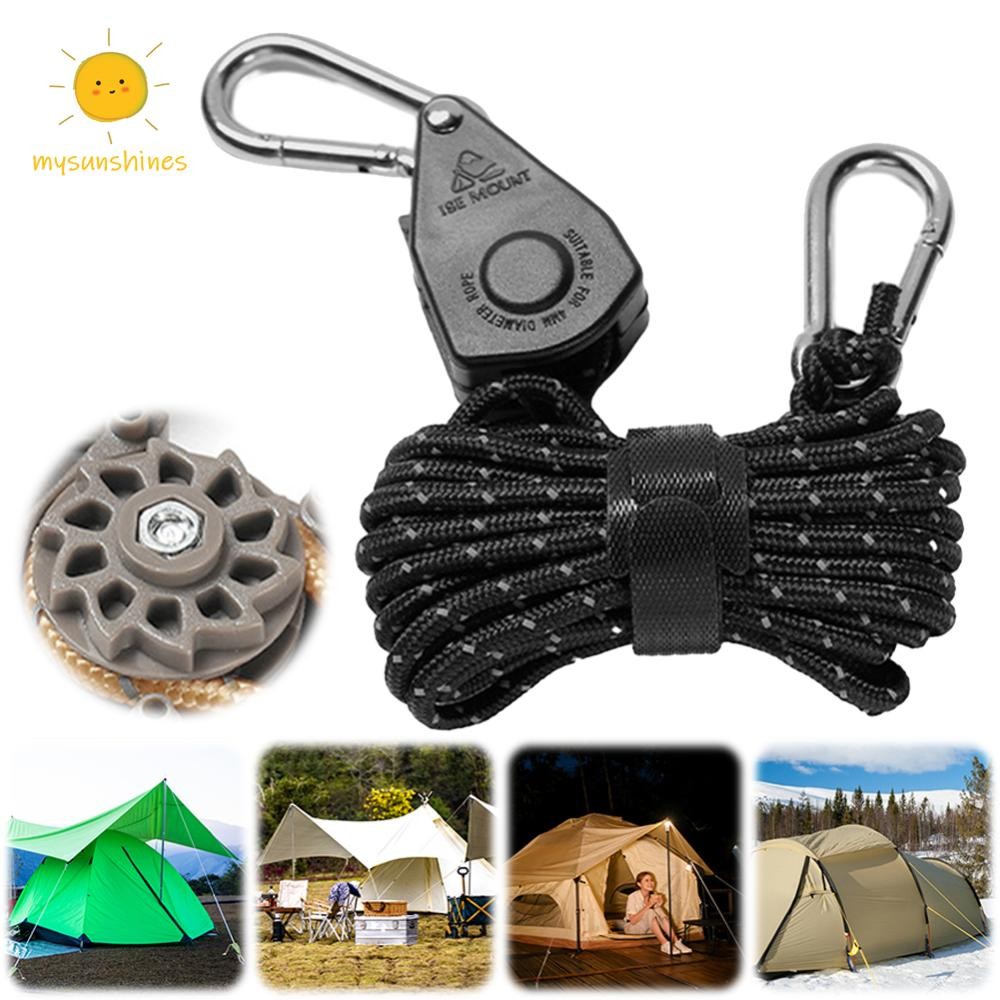 ☀MS 8 PCS เต็นท์ความตึงเครียด เชือกปรับร่มชูชีพ สายไนลอน Windproof 4 มม. Guy Line ส่องสว่างสำหรับเต็นท์ และClothsline Hammock