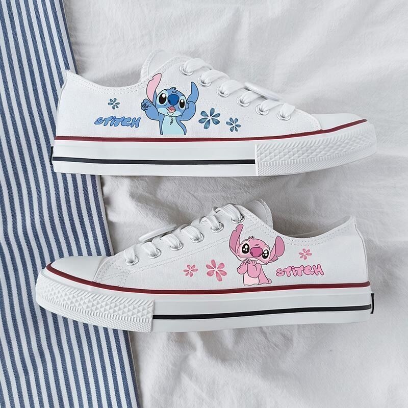 รองเท้าผ้าใบผู้หญิง Low-Top การ์ตูน Graffiti สไตล์ฤดูร้อน รองเท้าระบายอากาศสำหรับนักเรียนแฟชั่น