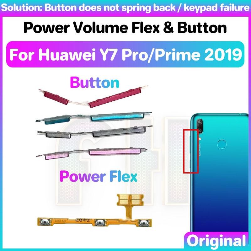 ปุ่มปรับระดับเสียงไฟ Flex สําหรับ huawei y7 pro prime 2019 สวิทช์เปิด OFF Key Mute Volume control ปุ่มริบบิ้น Flex สาย