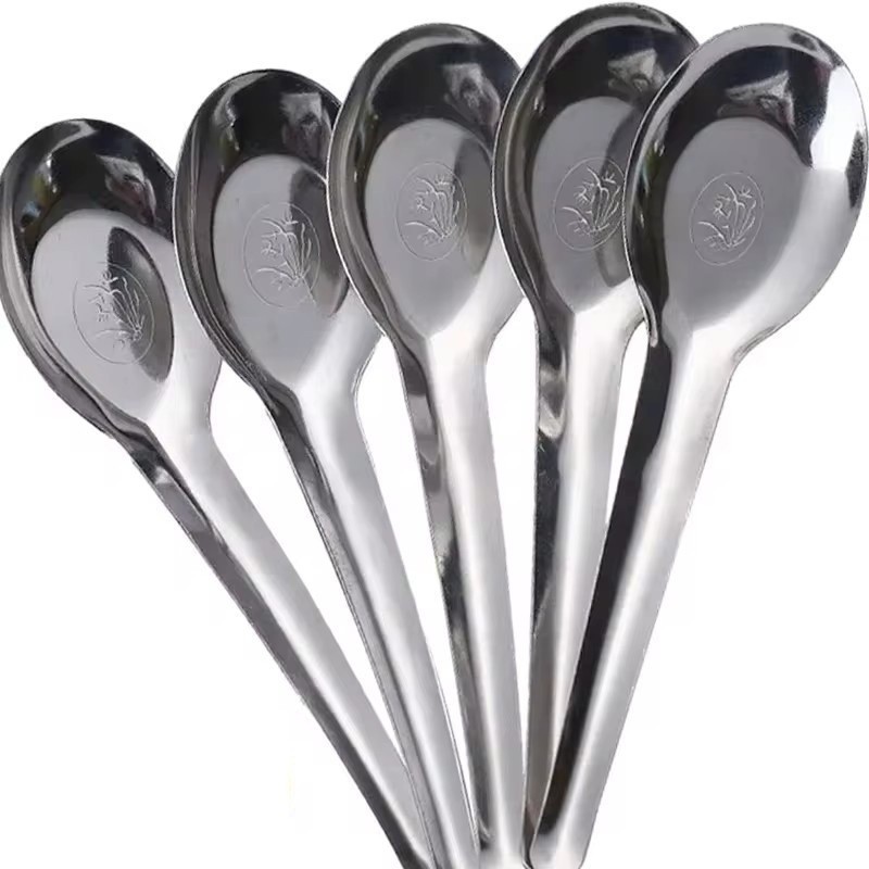 5-30 ชิ้น ช้อนก้นแบนสแตนเลสเกรดอาหาร / ช้อนแตงโมข้น / ช้อนซุปจีนแบบเข้มข้น - รูปที่ 7