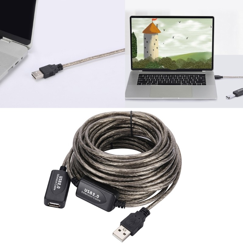 WU 5m-30m ยาว USB สายไฟ Multilayer Shielding USB 2 0 สายเคเบิลข้อมูลความเข้ากันได้กว้างหลายความยาวตั