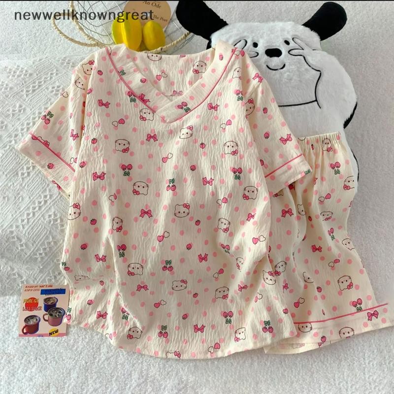 ใหม่wellknowngreat แฟชั่นฤดูร้อน Home Leisure หวานการ์ตูน V คอชุดนอนชุดสําหรับผู้หญิง CAD