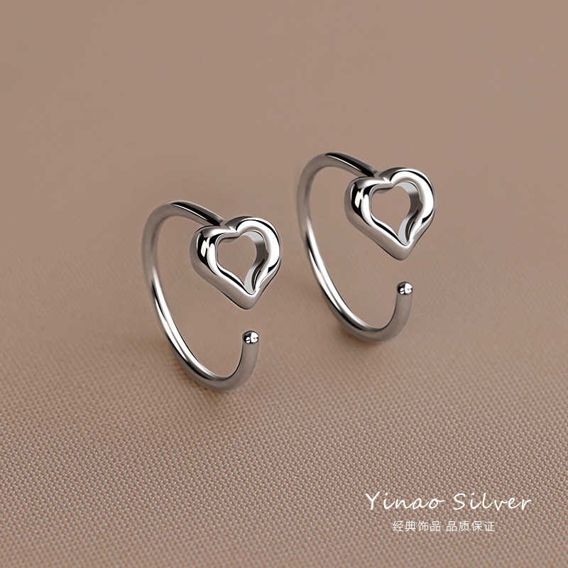925 เงินหัวใจต่างหูผู้หญิงระดับไฮเอนด์ออกแบบเรียบง่ายสำหรับการขายส่งและของขวัญ - รูปที่ 2
