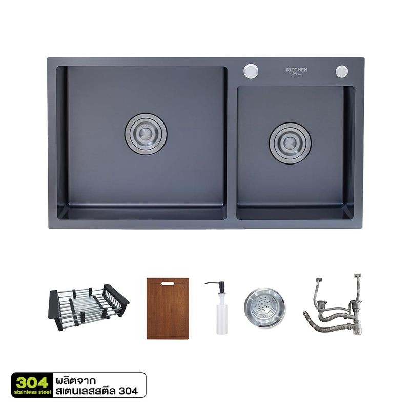 KITCHEN STUDIO ซิงค์ฝัง 2 หลุม รุ่น SFW-8245B (NanoBlack)