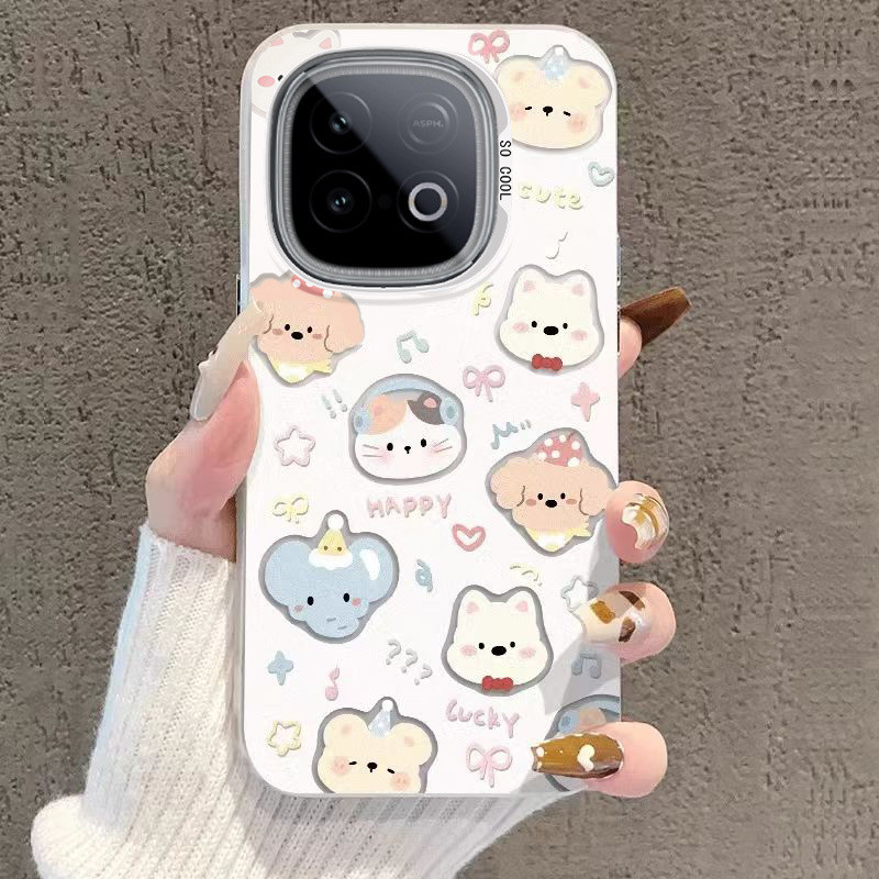 สําหรับ IQOO NEO 10 5G สีเงินเคสโทรศัพท์น่ารักการ์ตูนป้องกันการหล่นเปลือกแข็งนักเรียนผู้ชายและผู้หญิงกรณี
