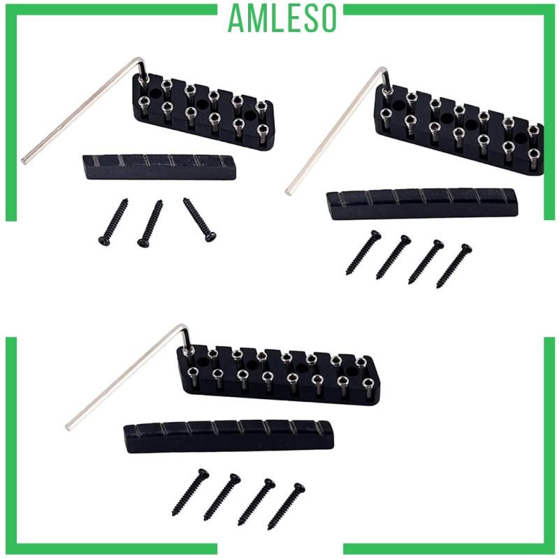 [Amleso] 6/7/8 String Headless Guitar Bridge & Slotted Camel Nut สําหรับกีตาร์ Accs