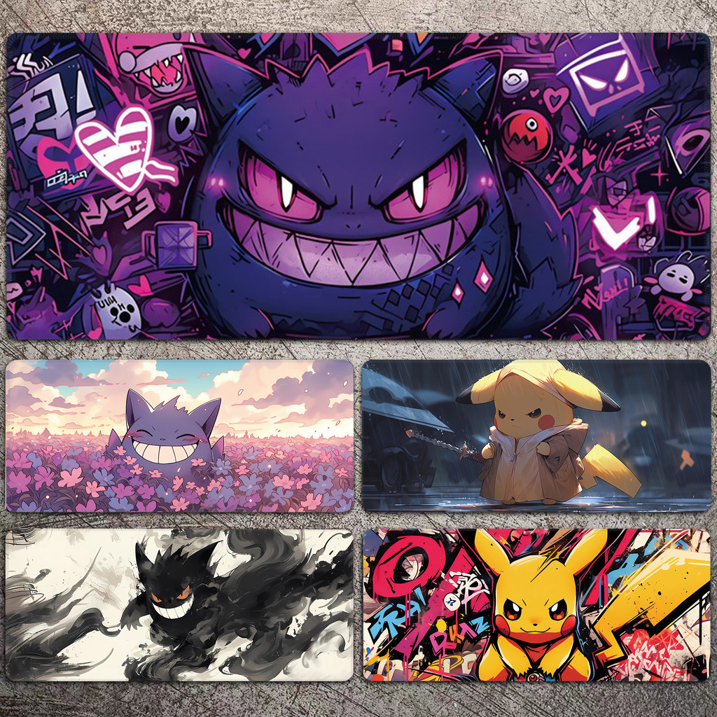 แผ่นรองเมาส์ Pikachu ขนาดใหญ่ Gengar แป้นพิมพ์คอมพิวเตอร์ Pad Boys Anime Mouse Pad Gaming เฉพาะเกมตา