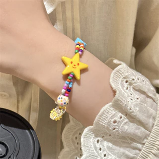 สร้อยข้อมือดาวสายรุ้งฤดูร้อนหญิงน่ารักลูกปัด Dopamine สร้อยข้อมือสดขนาดเล็กหวาน Ins เทรนด์
