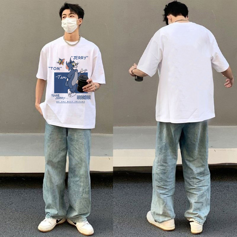 เสื้อยืดแขนสั้น To&Jerr ลายการ์ตูน คอกลม เนื้อผ้านิ่มม ใส่สบาย แฟชั่นมาใหม่