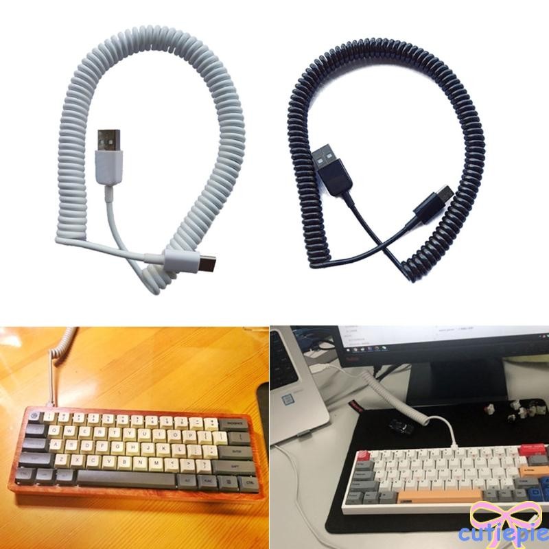 Cutie Type C C Coiled Cable Wire Mechanical Keyboard GH60 สาย USB Type-C ถึงพอร์ต USB สําหรับ GH60 ช