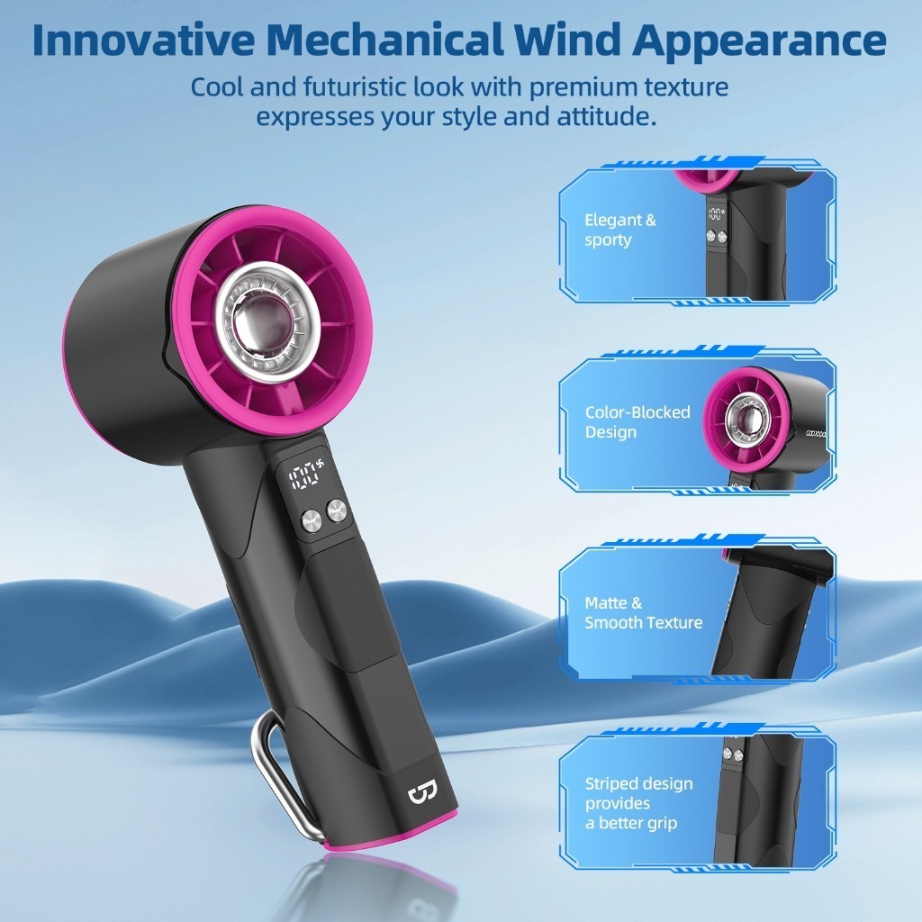 GOOJODOQ GFS002 Handheld Fan Portable 100 Level Speed Adjustable With Flashlight Function LED Display - รูปที่ 4